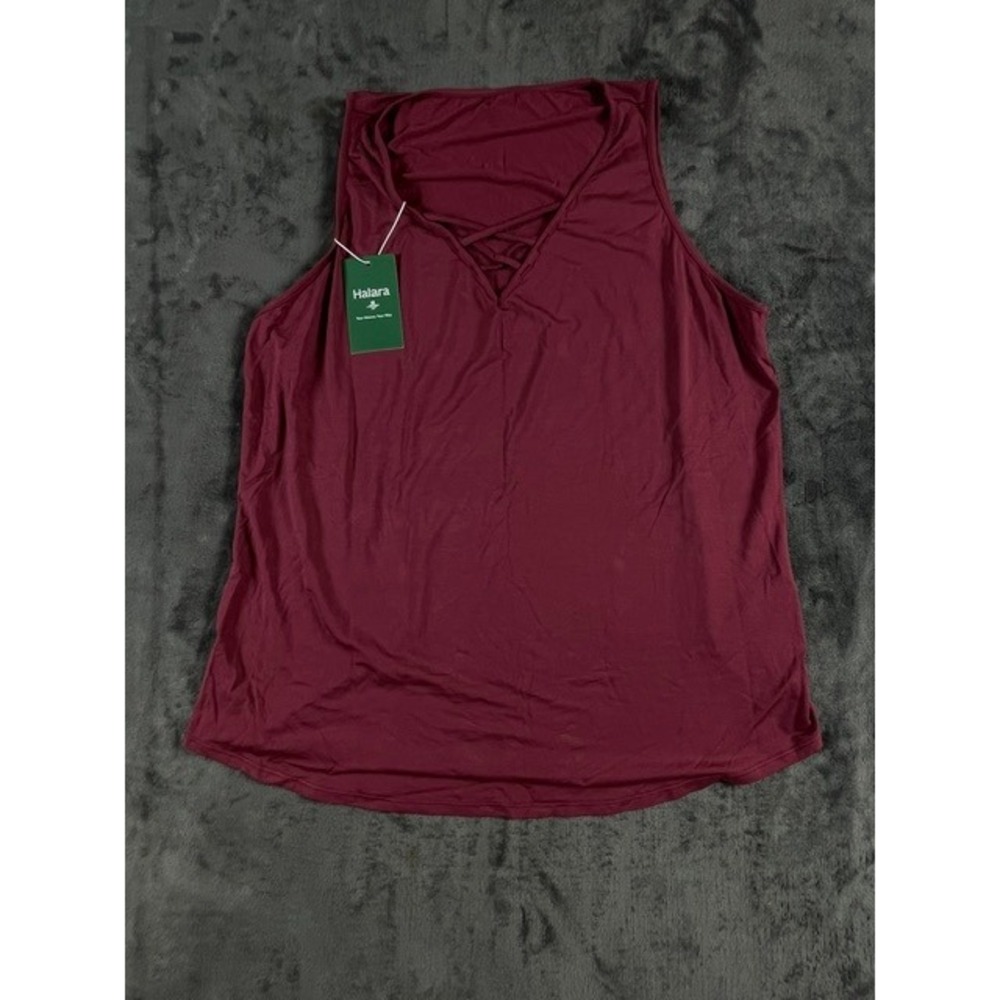 Halara Purple Potion V Neck Crossover Curved Hem Casual Tank Top Large NEW
